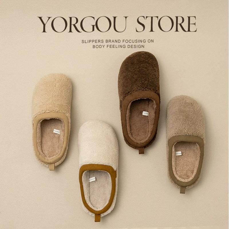 Yuangang Plush Slippers Women and Men 2025 New Autumn Winter | Indoor Non-Slip Warm Fleece Slippers with EVA Upper, Sole and Fabric Inner