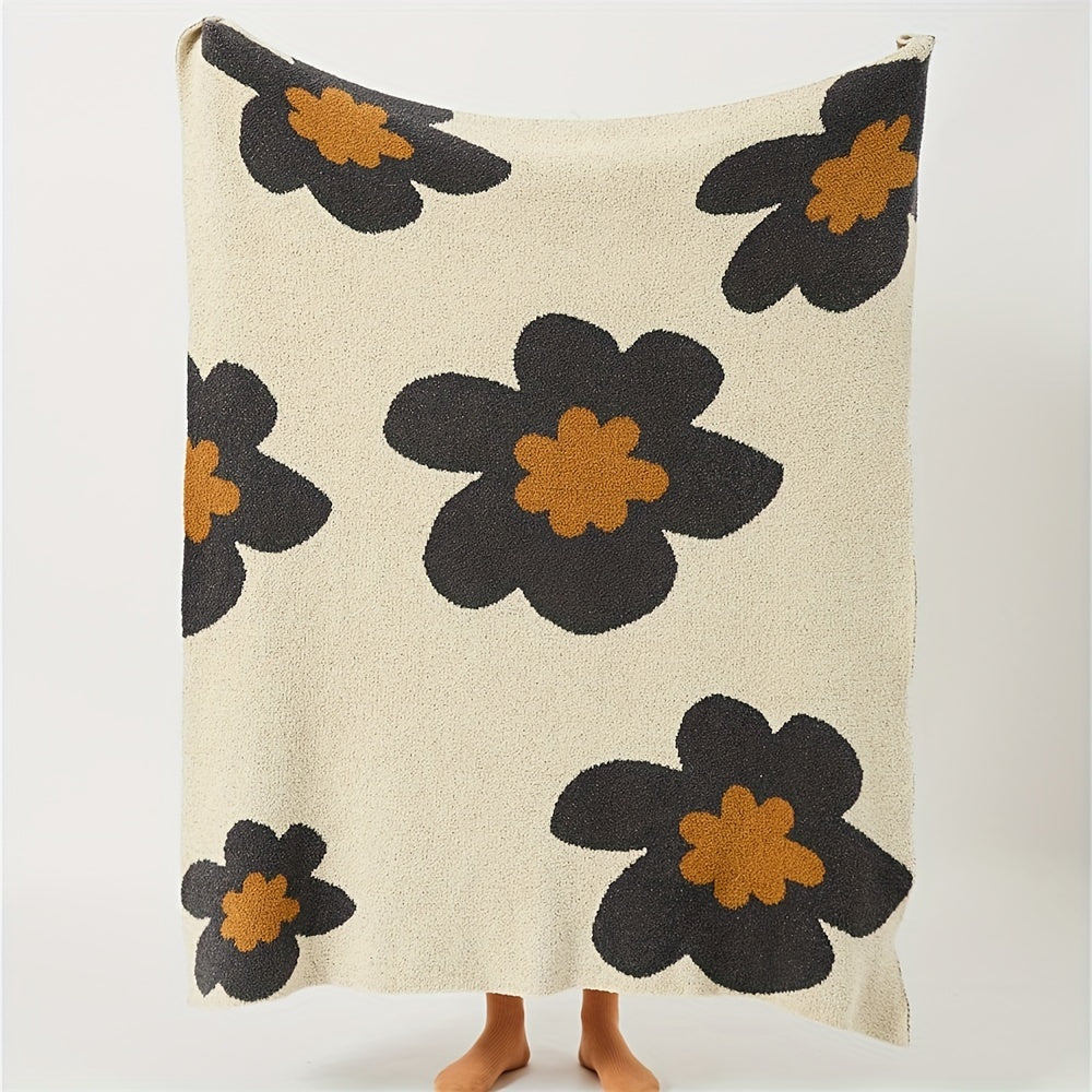 Stay Warm and Cozy with this Beautiful Nordic Flower Pattern Knitted Blanket!