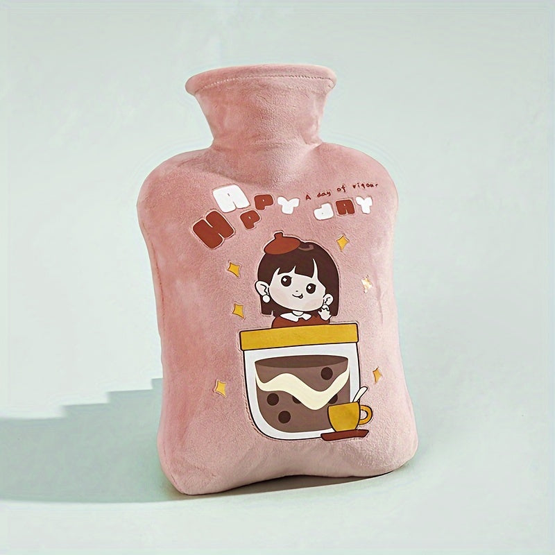 1pc Water-Filled Hot Water Bottle with Plush Cover, Removable and Washable, Non-Shedding, High-Quality Odorless PVC Inner Bag, Inner Bag Color Random