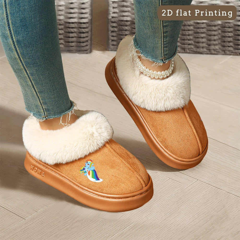 1 Pair My Little Pony Rainbow Dash AuthorizedCotton Slippers, Cute Pattern Slippers to Keep Warm, Fashionable Unisex, Perfect for All Seasons, Couples , Lightweight Warm Slippers for Indoor and Outdoor Use, Women Shoes