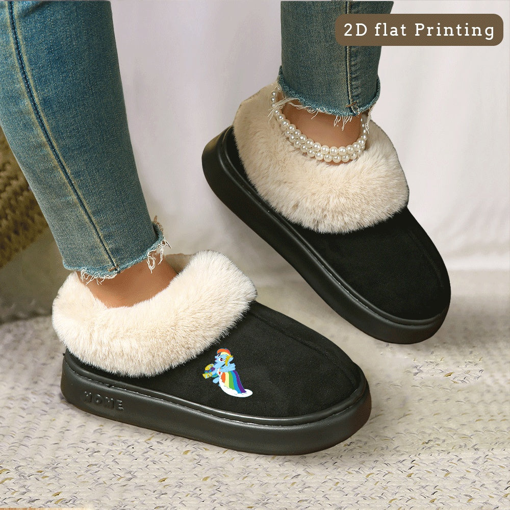 1 Pair My Little Pony Rainbow Dash AuthorizedCotton Slippers, Cute Pattern Slippers to Keep Warm, Fashionable Unisex, Perfect for All Seasons, Couples , Lightweight Warm Slippers for Indoor and Outdoor Use, Women Shoes