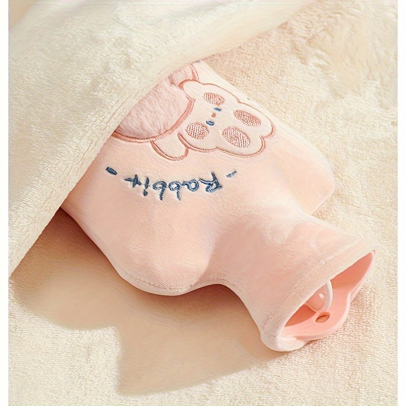 1pc Water-Filled Hot Water Bottle with Plush Cover, Removable and Washable, Non-Shedding, High-Quality Odorless PVC Inner Bag, Inner Bag Color Random