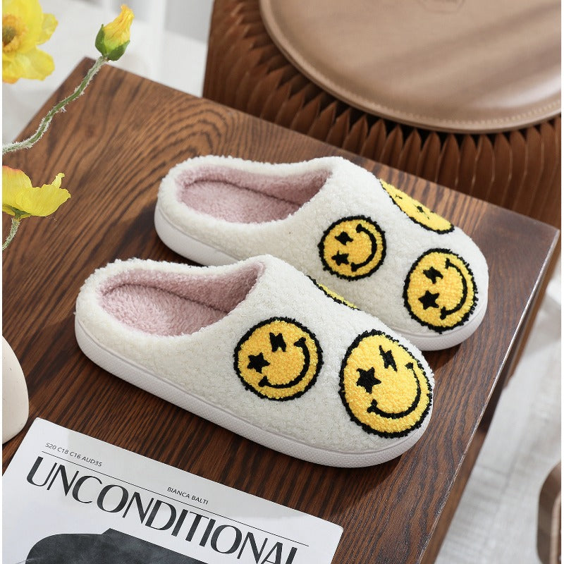 Women'S Plush Face Slippers with Expressive Eyes & Smile - Non-Slip EVA Sole, Soft Pink Heart & Face Design Indoor House Shoes, Cozy Winter Warmth, Cute Gift Box Included for Home, Parties & for family - All-Season Comfortable Slip-Ons (Hand Washabl