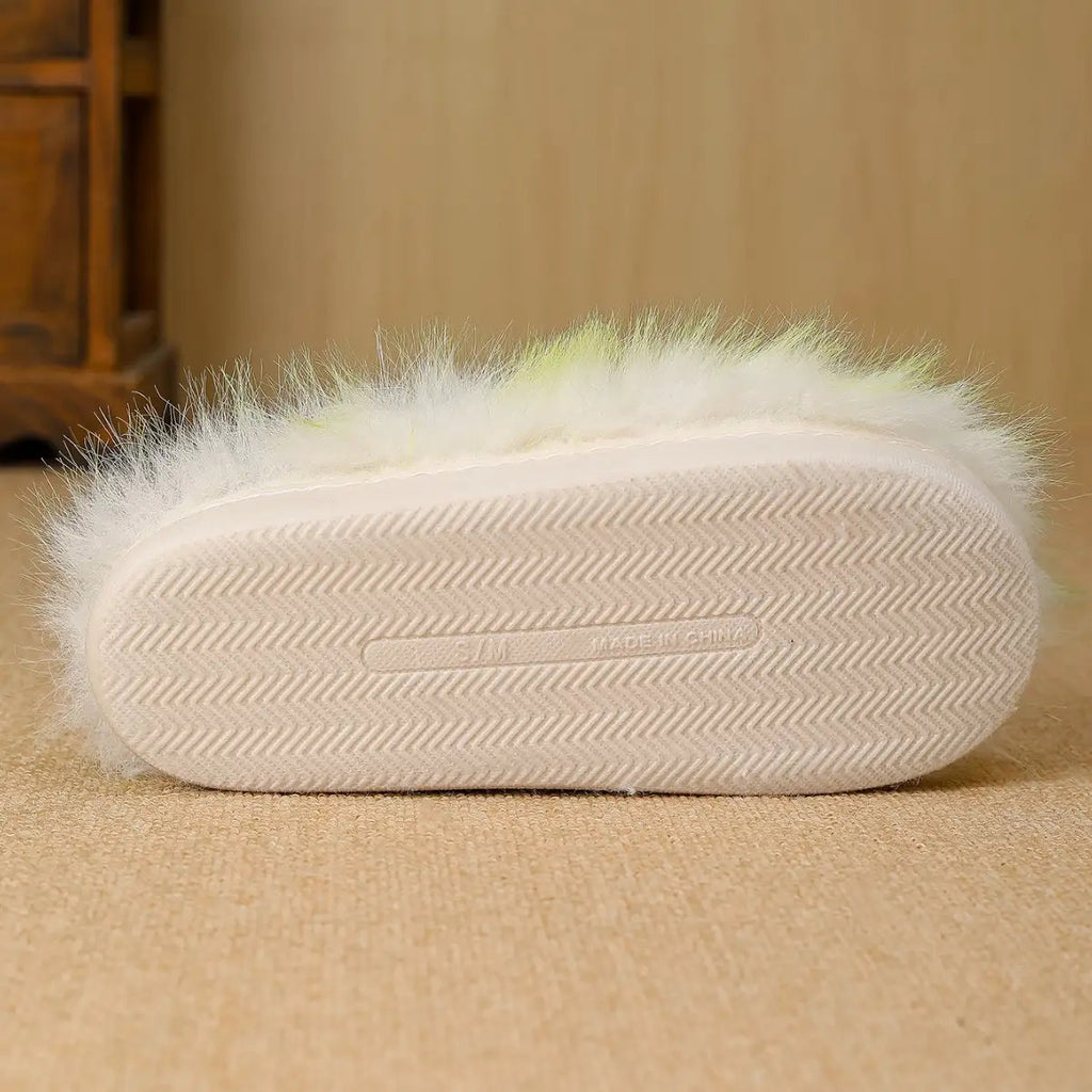 Fluffy Slippers for Women, Long Furry Warm Slippers, Non-Slip Home Thick Slippers