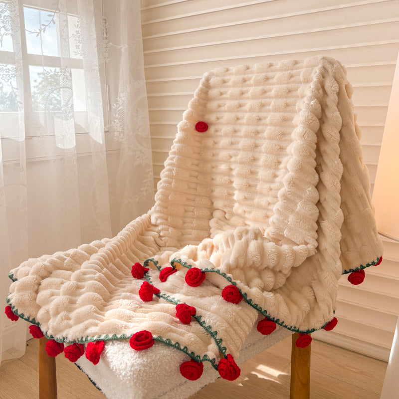A Plush Blanket That Can Be Used in Various Settings Such As The Living Room, Bedroom, Office, Or Outdoors. It'S Also Suitable for Car Use And Can Be a Rose Bouquet Blanket, Making It an Ideal Gift for Valentine'S Day