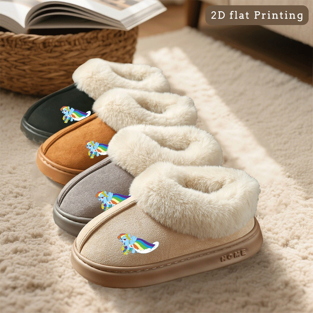 1 Pair My Little Pony Rainbow Dash AuthorizedCotton Slippers, Cute Pattern Slippers to Keep Warm, Fashionable Unisex, Perfect for All Seasons, Couples , Lightweight Warm Slippers for Indoor and Outdoor Use, Women Shoes