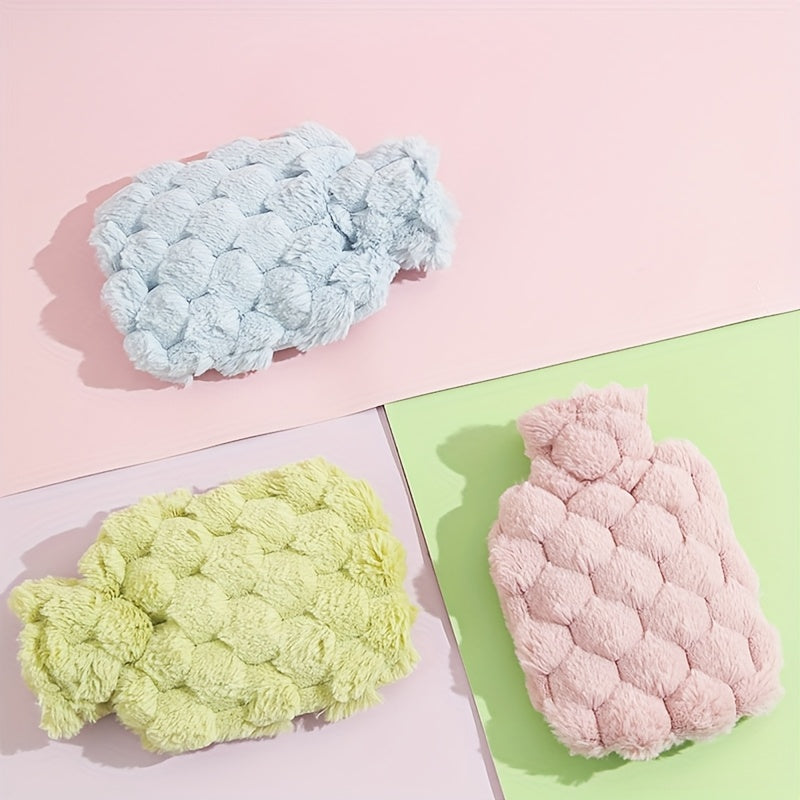 Removable And Washable Cloth Cover Hand Warmer 1000Ml\u002F35.27Oz Capacity Hot Water PVC Thickened Water Injection Hand Warmer Winter Warm Portable Design, Three Colors Optional, Hot Water Bottle