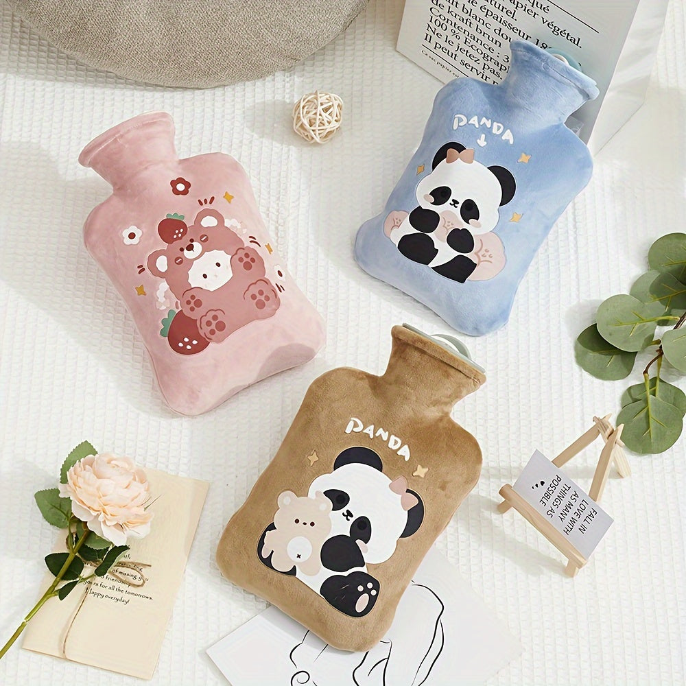 1pc Water-Filled Hot Water Bottle with Plush Cover, Removable and Washable, Non-Shedding, High-Quality Odorless PVC Inner Bag, Inner Bag Color Random