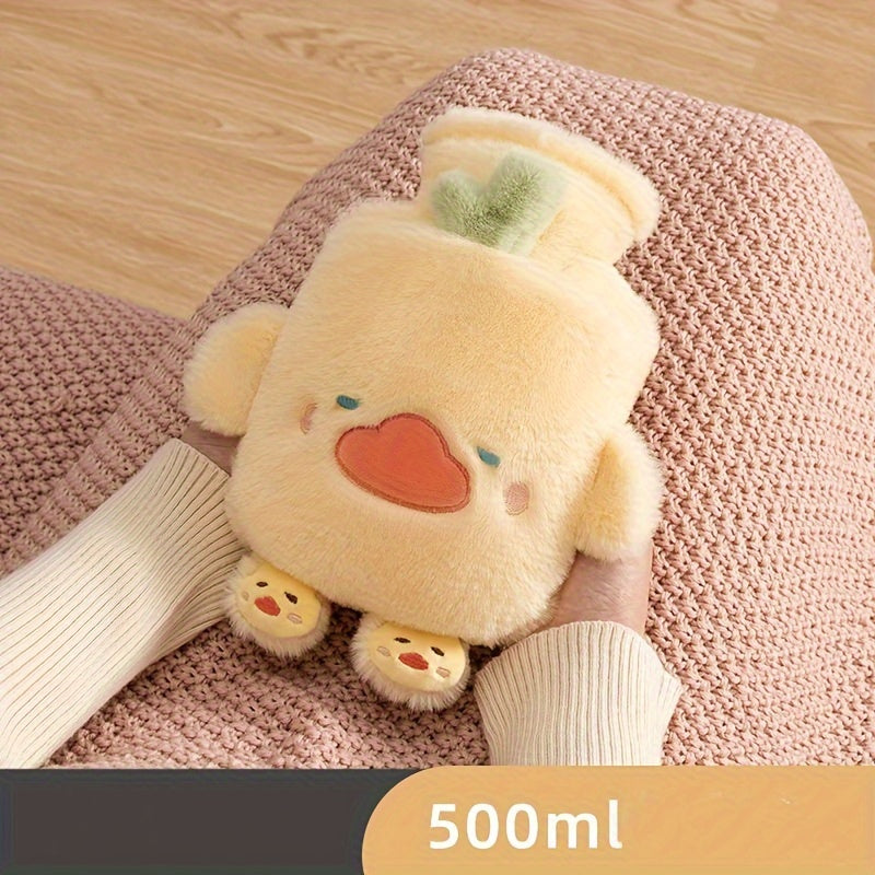 16.91oz Plush Hot Water, Cute Hand Warmer That Is Detachable And Washable, Thickened for Menstrual Use, Featuring Embroidered Dinosaurs, Chicks, And Bears in Various Colors, Water Injection Type Hot Water