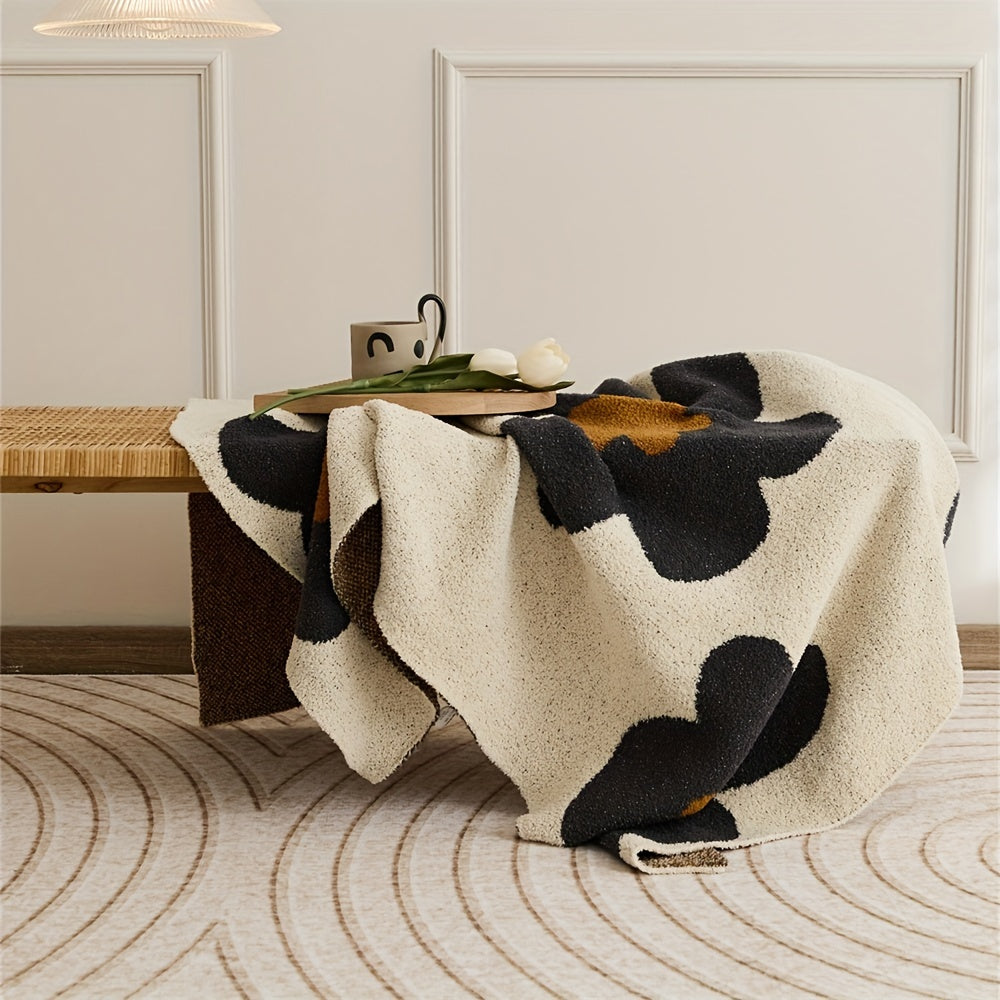 Stay Warm and Cozy with this Beautiful Nordic Flower Pattern Knitted Blanket!