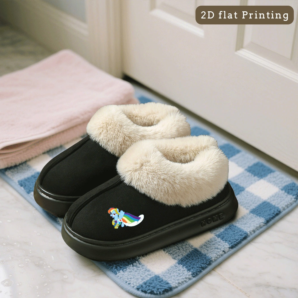1 Pair My Little Pony Rainbow Dash AuthorizedCotton Slippers, Cute Pattern Slippers to Keep Warm, Fashionable Unisex, Perfect for All Seasons, Couples , Lightweight Warm Slippers for Indoor and Outdoor Use, Women Shoes