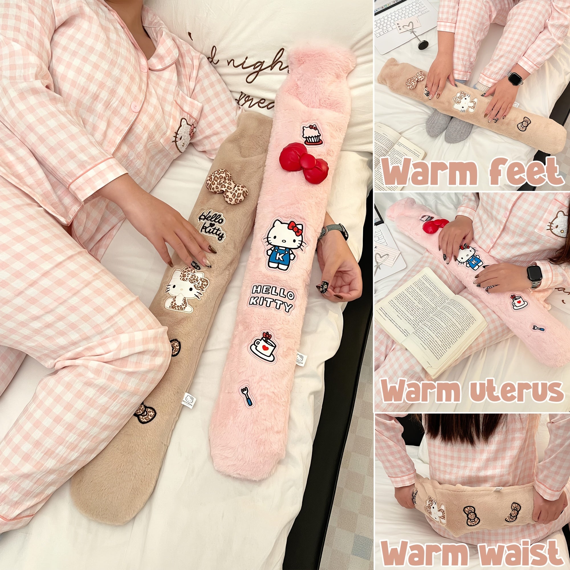 Sanrio Cute Hello Kitty Hot Water Bottle 101.44oz Refillable Water Heating Bag Portable Appearance Winter Hand Warmer Belly Neck Warm Companion Creative Travel Winter Halloween Christmas Thanksgiving Christmas Eve Teen Holiday Birthday Gifts Home