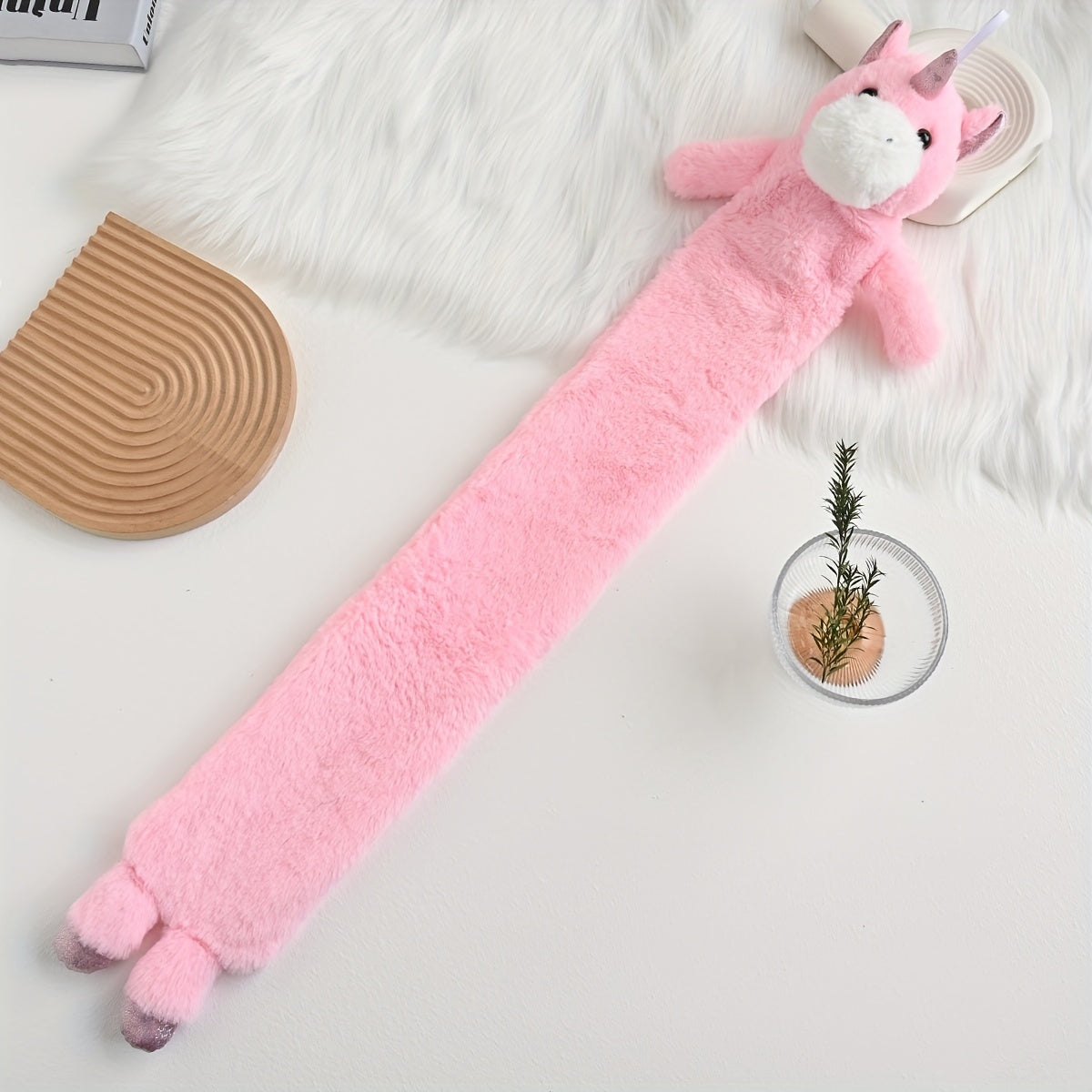 Large Animal Plush Hot Water Bag - Cozy Cartoon Animal Design (Pig, Bear, Rabbit) with Long Stripes for Feet & Head, Soft Warmth for Bed, Living Room, or Car, Cozy Home Accessory, Playful Design, Plush Texture
