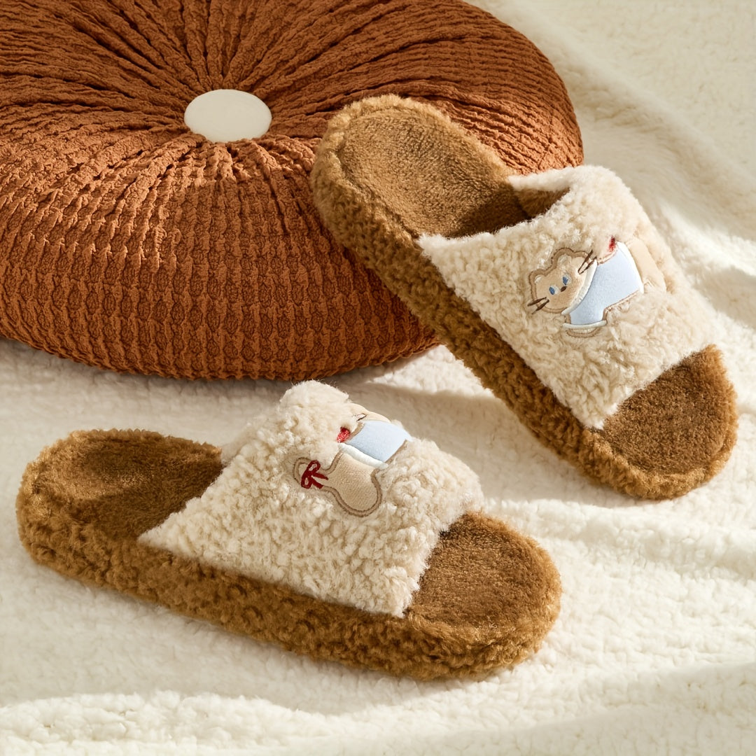 Cute Patterned Plush Slippers - Soft And Comfortable Indoor Home Shoes, Adorable Cartoon House Slippers for Spring, Autumn, And Winter, Easy to Wear Casually, with a Soft Lining That Is Breathable And Comfortable, Women Shoes