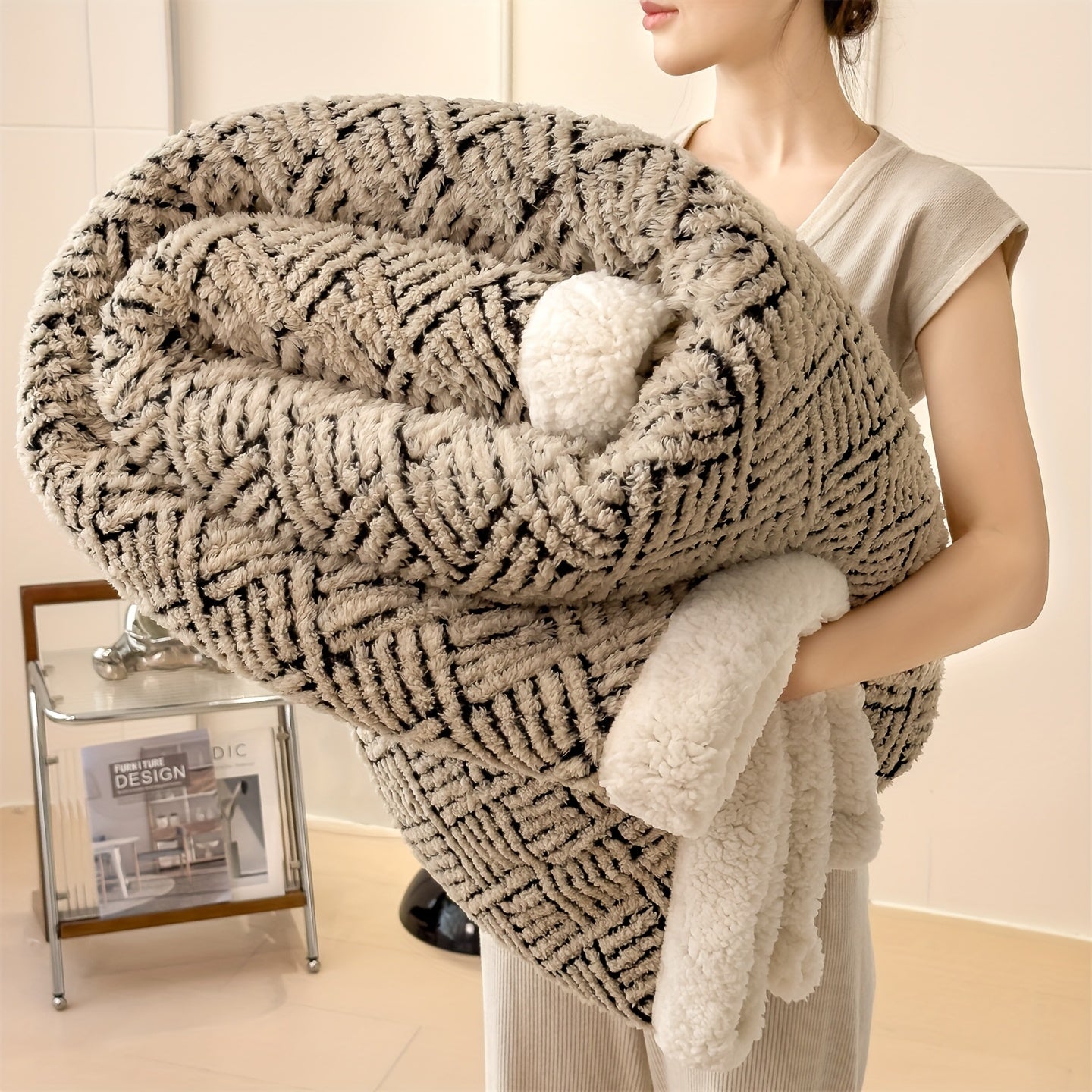 1pc, a Versatile Double-Sided Warm Fleece Blanket for All Seasons, Made of Milk Velvet, Soft, Warm, And Comfortable, Suitable for Sofas, Beds, Offices, And Travel - a Multifunctional Gift for All Seasons, Christmas Gift